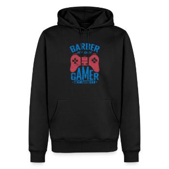 Barber by Day Gamer by Night Friseur - Männer Premium Bio Hoodie - Schwarz - Vorne - Nico (187cm)