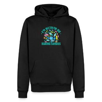 I'd rather be Making Candies Konditor - Männer Premium Bio Hoodie - Schwarz - Vorne - Nico (187cm)