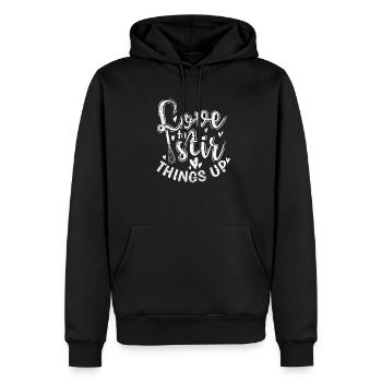 J’adore remuer les choses Gâteau de confiserie - Sweat à capuche Premium bio Homme - noir - Devant - Nico (187cm)