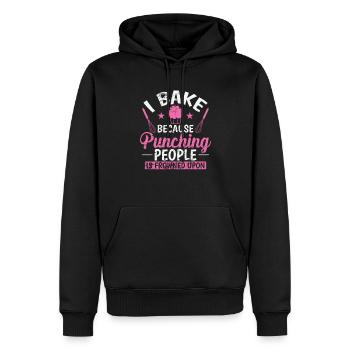 I Bake because Punching People is Frowned upon - Männer Premium Bio Hoodie - Schwarz - Vorne - Nico (187cm)