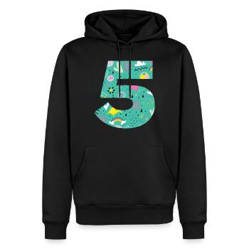 Personalisierte Geburtstagsnummer 5 - Männer Premium Bio Hoodie - Schwarz - Vorne - Nico (187cm)