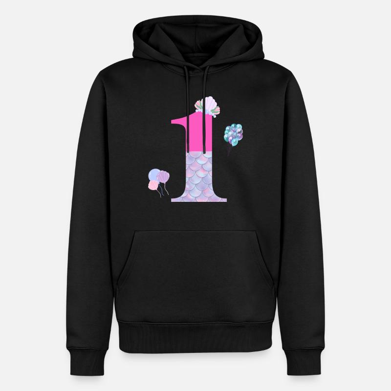 1e anniversaire sirène - Sweat à capuche Premium bio Homme - noir