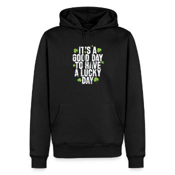 It's a good Day to have a Lucky Day - Männer Premium Bio Hoodie - Schwarz - Vorne - Nico (187cm)