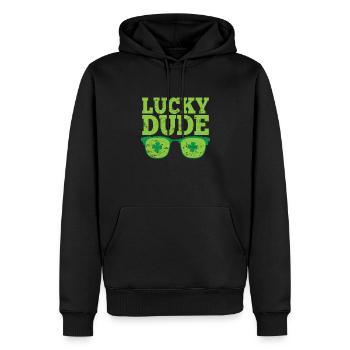 Lucky Dude St. Patricks Day - Männer Premium Bio Hoodie - Schwarz - Vorne - Nico (187cm)