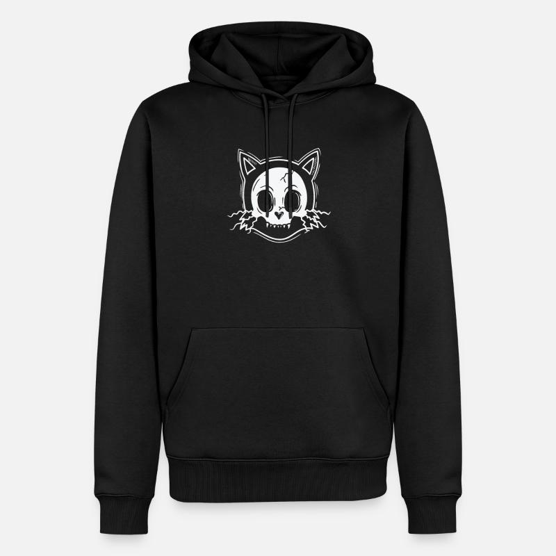 Cat Head Style gothique effrayant - Sweat à capuche Premium bio Homme - noir
