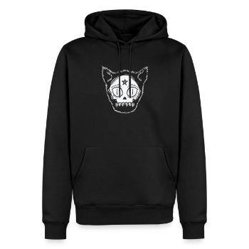 Katzenkopf Gothic mit Stern Grusel - Männer Premium Bio Hoodie - Schwarz - Vorne - Nico (187cm)