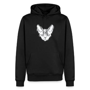 Chat d’horreur de style gothique - Sweat à capuche Premium bio Homme - noir - Devant - Nico (187cm)