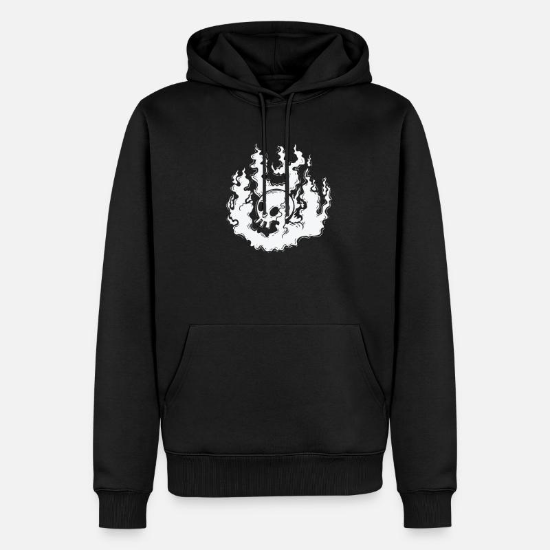 Burning Bone Skull Gothic Styl - Sweat à capuche Premium bio Homme - noir