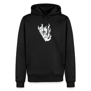 Brennender Knochenschädel Grusel Gothic Stil - Männer Premium Bio Hoodie - Schwarz - Vorne - Nico (187cm)