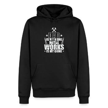 Dad is my Name Metal Works is my Game - Men’s Premium Organic Hoodie - black - Front - Nico (187cm)