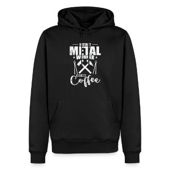 Instand Metal Worker Il suffit d’ajouter du café - Sweat à capuche Premium bio Homme - noir - Devant - Nico (187cm)