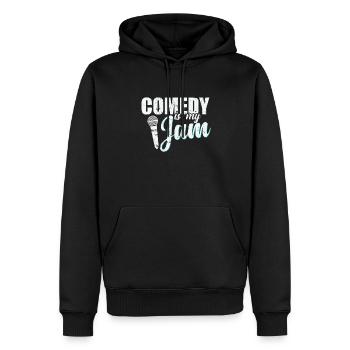 Comedy is my Jam Humor Witz - Men’s Premium Organic Hoodie - black - Front - Nico (187cm)
