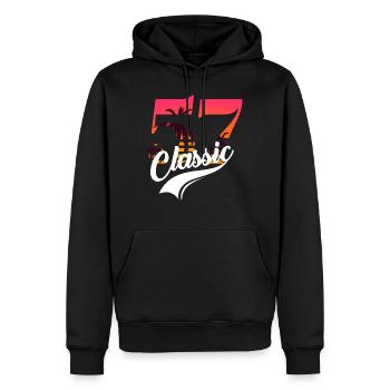 Vintage 1957-57e anniversaire - Sweat à capuche Premium bio Homme - noir - Devant - Nico (187cm)