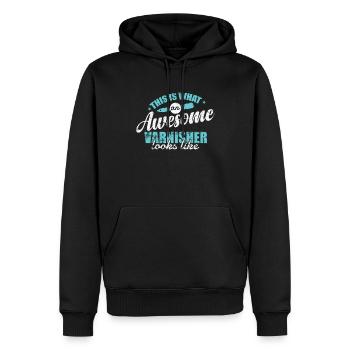 This is what an Awesome Warnisher looks like - Männer Premium Bio Hoodie - Schwarz - Vorne - Nico (187cm)