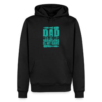 Dad is my Name Varnishing is my Game - Männer Premium Bio Hoodie - Schwarz - Vorne - Nico (187cm)