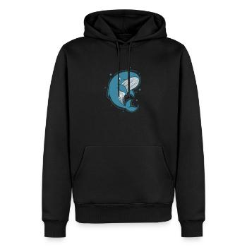 Blauwal im Ozean - Männer Premium Bio Hoodie - Schwarz - Vorne - Nico (187cm)