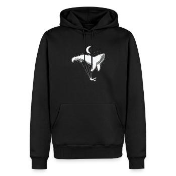 Blauwal als Schaukel vor dem Halbmond - Männer Premium Bio Hoodie - Schwarz - Vorne - Nico (187cm)