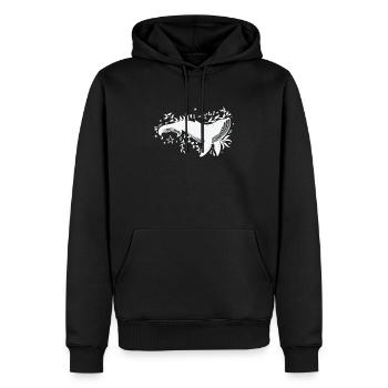 Rorqual bleu avec des plantes - Sweat à capuche Premium bio Homme - noir - Devant - Nico (187cm)