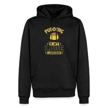 Pudding Dessert is my Love Language - Männer Premium Bio Hoodie - Schwarz - Vorne - Nico (187cm)