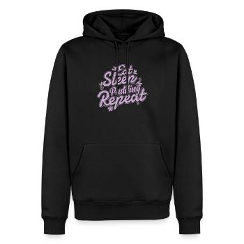 Ok But first Pudding Dessert Süßspeise - Männer Premium Bio Hoodie - Schwarz - Vorne - Nico (187cm)