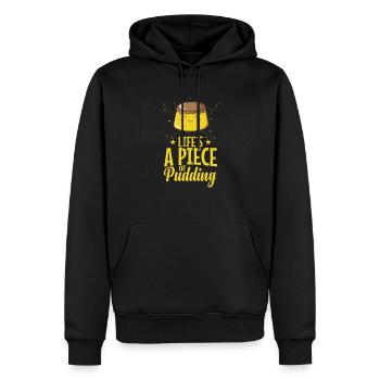 Je ne suis venu que pour le dessert au pudding - Sweat à capuche Premium bio Homme - noir - Devant - Nico (187cm)