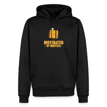 Motivated by Waffles Dough Pastry Snack - Men’s Premium Organic Hoodie - black - Front - Nico (187cm)