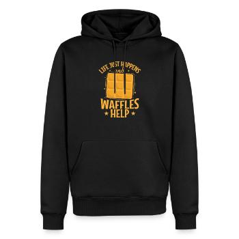 La vie se déroule comme suit et les gaufres aident à la collation pâtissière - Sweat à capuche Premium bio Homme - noir - Devant - Nico (187cm)
