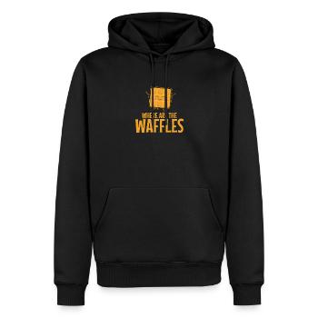 Where are the Waffles Snack Pastry Baker - Men’s Premium Organic Hoodie - black - Front - Nico (187cm)