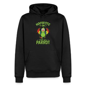 Namaste Home avec mon oiseau animal perroquet - Sweat à capuche Premium bio Homme - noir - Devant - Nico (187cm)