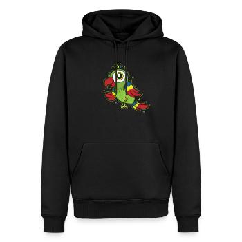Perroquet debout sur un oiseau - Sweat à capuche Premium bio Homme - noir - Devant - Nico (187cm)