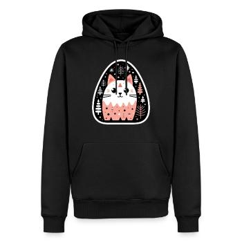 Chaton en attente de Noël - Sweat à capuche Premium bio Homme - noir - Devant - Nico (187cm)