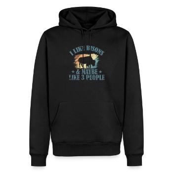 I Like Bisons and Maybe Like 3 People - Männer Premium Bio Hoodie - Schwarz - Vorne - Nico (187cm)