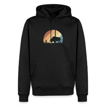 American Bison Animal Herd Nature - Men’s Premium Organic Hoodie - black - Front - Nico (187cm)