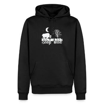 Restez un animal de bison sauvage - Sweat à capuche Premium bio Homme - noir - Devant - Nico (187cm)