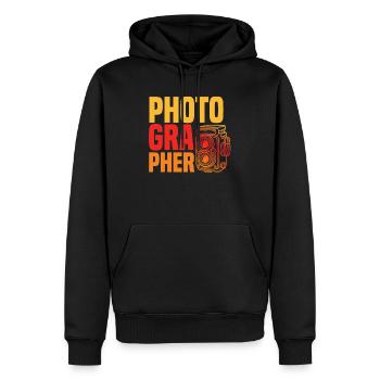 Drôle Photographie Photographe Photographe Cadeau - Sweat à capuche Premium bio Homme - noir - Devant - Nico (187cm)