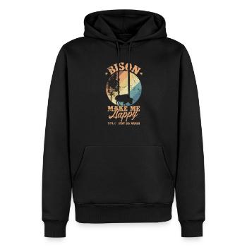 Le bison est mon animal environnemental heureux - Sweat à capuche Premium bio Homme - noir - Devant - Nico (187cm)