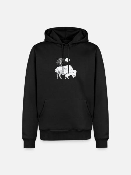 Bison and moonlight animal - Men’s Premium Organic Hoodie - black