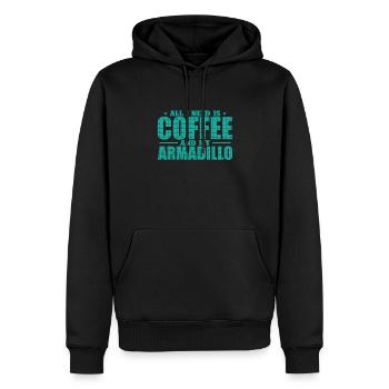 All I need is Coffee and my Armadillo - Men’s Premium Organic Hoodie - black - Front - Nico (187cm)