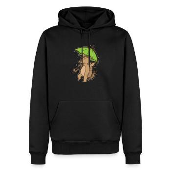Tatou avec parapluie désert de mammifères - Sweat à capuche Premium bio Homme - noir - Devant - Nico (187cm)