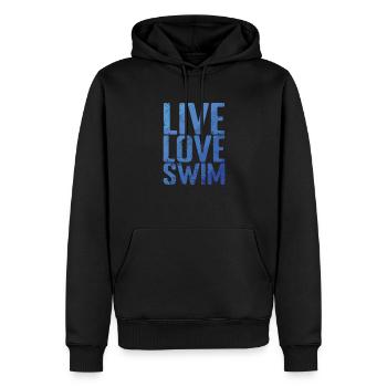 Live Love Swim Sport Training - Männer Premium Bio Hoodie - Schwarz - Vorne - Nico (187cm)