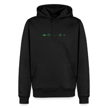 USB Stick Heartbeat Line Memory Module - Men’s Premium Organic Hoodie - black - Front - Nico (187cm)