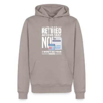 Funny Tax Advisor Accountant Gift - Men’s Premium Organic Hoodie - taupe - Front - Nico (187cm)