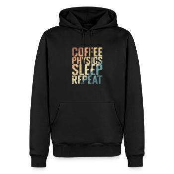 Coffee Physics Sleep Repeat Study - Men’s Premium Organic Hoodie - black - Front - Nico (187cm)