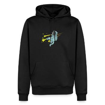 Étoiles filantes avec ciel d’astronaute - Sweat à capuche Premium bio Homme - noir - Devant - Nico (187cm)