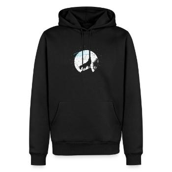 Étoiles filantes devant le clair de lune et le loup - Sweat à capuche Premium bio Homme - noir - Devant - Nico (187cm)