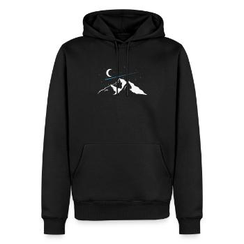 Étoiles filantes au-dessus du ciel des montagnes - Sweat à capuche Premium bio Homme - noir - Devant - Nico (187cm)