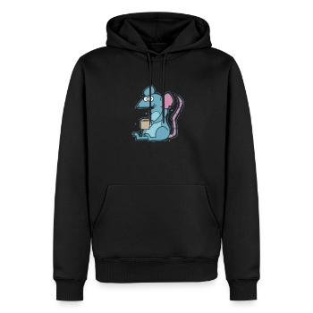 Rat et rongeur de compagnie de café - Sweat à capuche Premium bio Homme - noir - Devant - Nico (187cm)