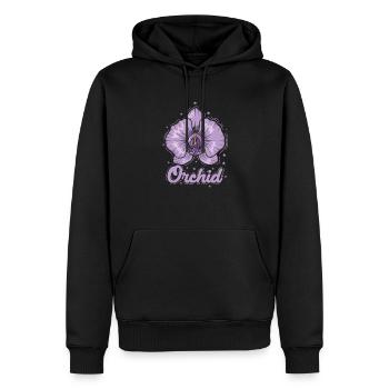 Orchidée, Nature, Plante, Fleur - Sweat à capuche Premium bio Homme - noir - Devant - Nico (187cm)