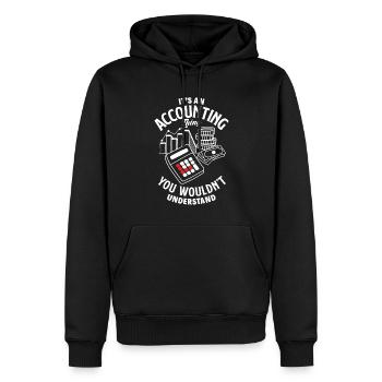 Drôle de cadeau comptable de conseiller fiscal - Sweat à capuche Premium bio Homme - noir - Devant - Nico (187cm)