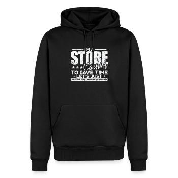 I'm a Store Cashier to save Time I'm never wrong - Männer Premium Bio Hoodie - Schwarz - Vorne - Nico (187cm)